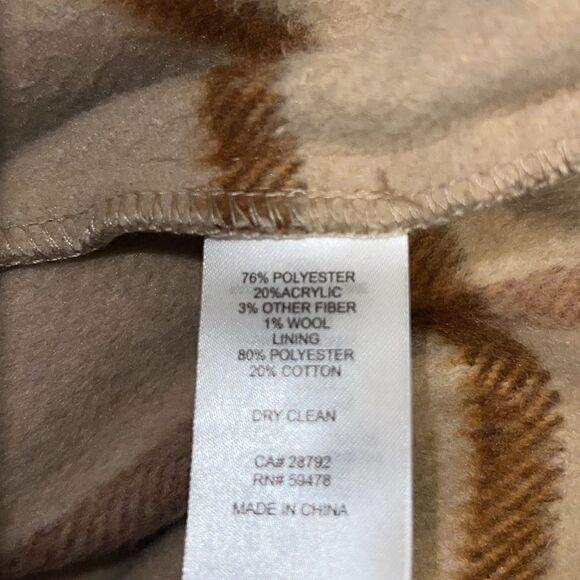 JOIE Neutral Tan and Brown Plaid Crop Shacket-L - Picture 8 of 8